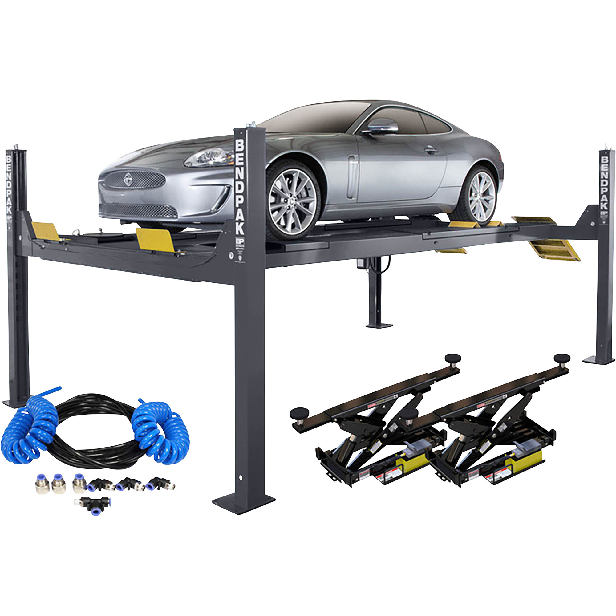 Bendpak 4-Post Car Lift, Rolling Bridge Jack, Airline Kit, 14,000-Lb. Capacity, Model# HDS-14LSX + RJ7W + Airline